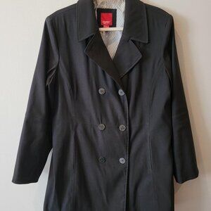 ESPRIT Ladies Black Double Breasted Trench Coat Size XL